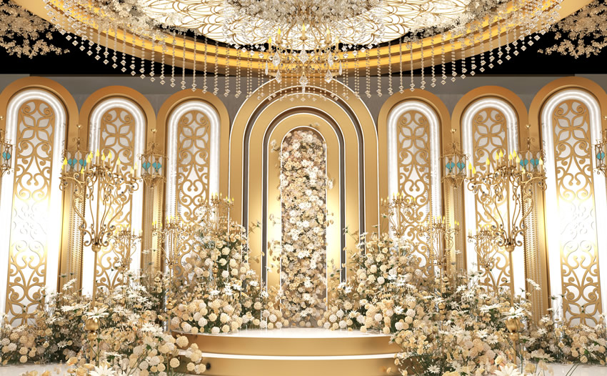 留坝香槟色调婚礼堂效果展示